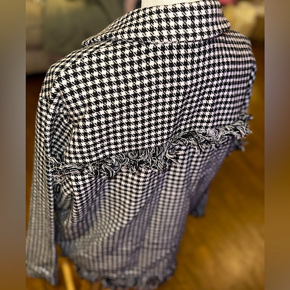 🆕🌿🖤FANTASTIC FAWN: Houndstooth Button Down Fringe Detail Jacket SMALL - Picture 6 of 6
